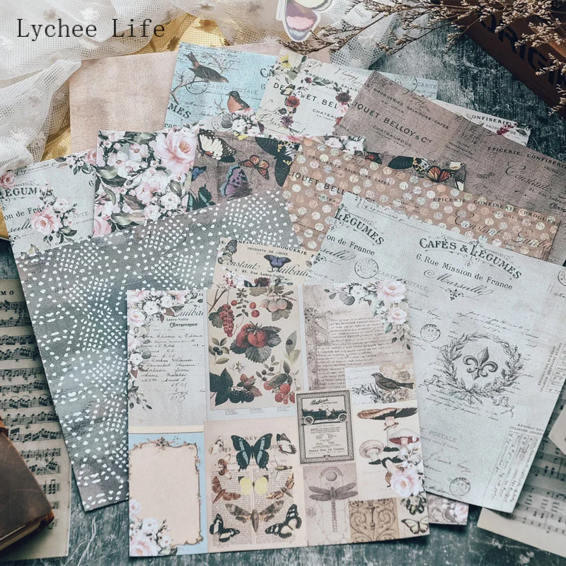 

Lychee Life 12 листов, винтажные Цветочные птицы, бумажные упаковки для скрапбукинга, фотобумага для изготовления открыток своими руками
