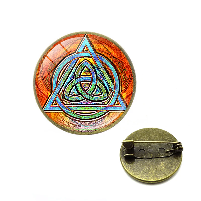 Брошь символ трикета кельтский узел троица крест брошь черный бархат булавки