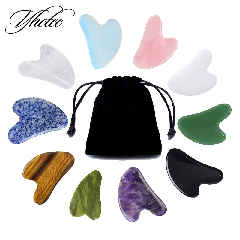 Розовый кварц натуральный нефрит гуашь скребок гуаша массаж лица спины глаз