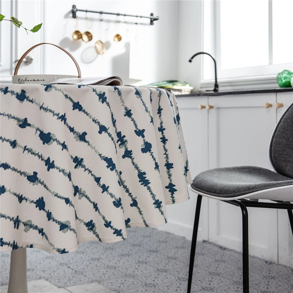 1 шт. круглая скатерть из хлопка и льна 150 см | Дом сад