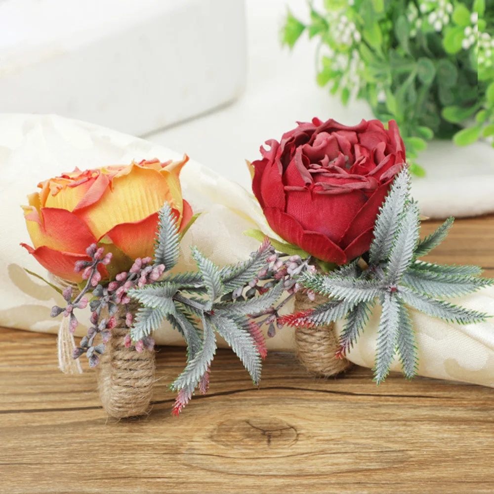 

Рождественская искусственная Роза, искусственные держатели, Рождественский стол, искусственная ткань, кольцо, свадебный банкет, гостиничн...