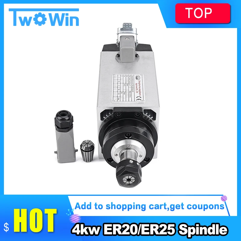 

4kw ER20/ER25 Spindle Motor Air Cooled Motor cnc Spindle Motor Spindle 220V/380 CNC Square Milling Machine Tools For Engraving