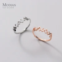 modian radiant zircon geometric cross line irregular rings for women genuine 925 sterling silver resizeable rings fine jewelry