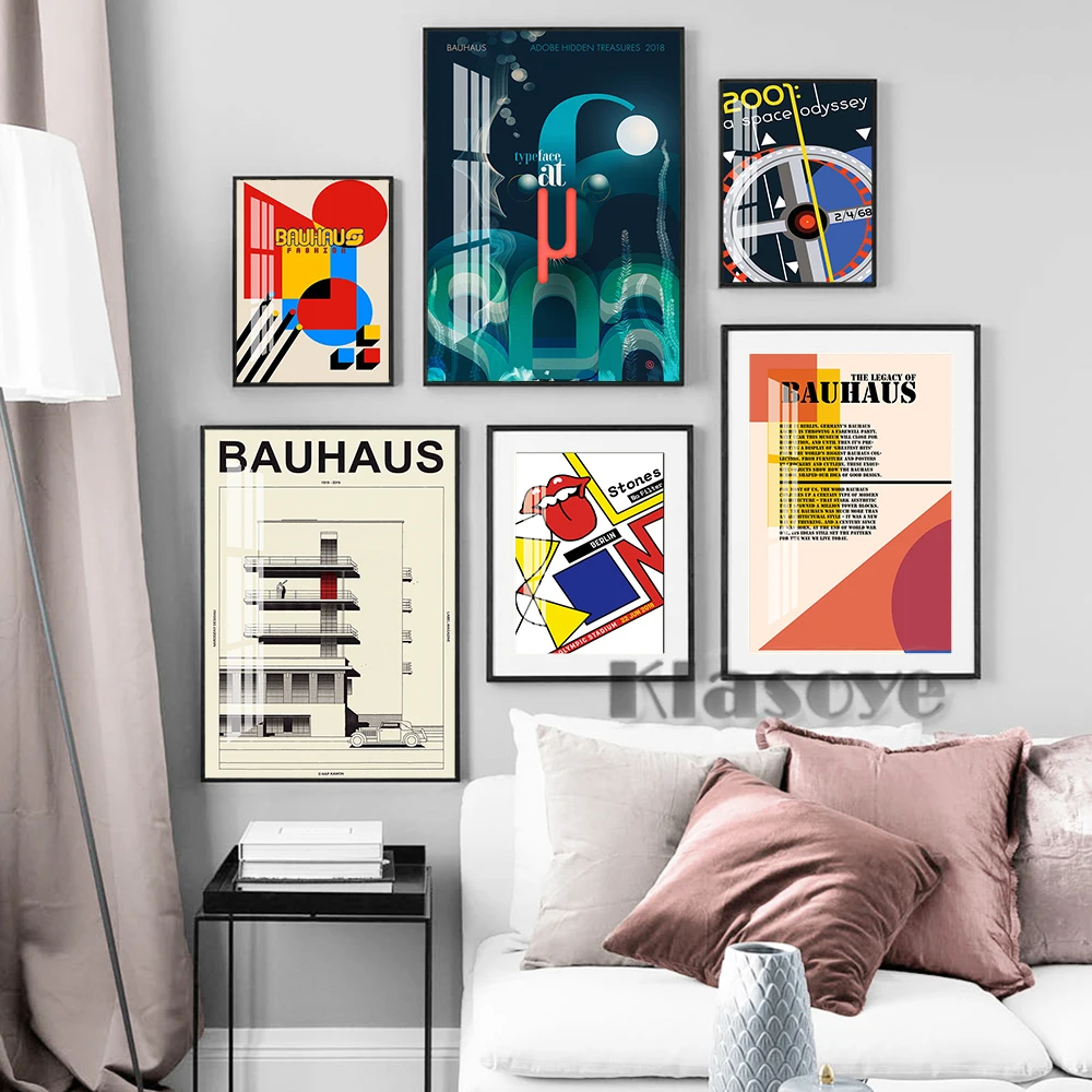

Bauhaus Modern Gallery Round Shape Wall Decor Prints Art Exhibition Abstract Retro Poster Living Room Home Decorate Painting