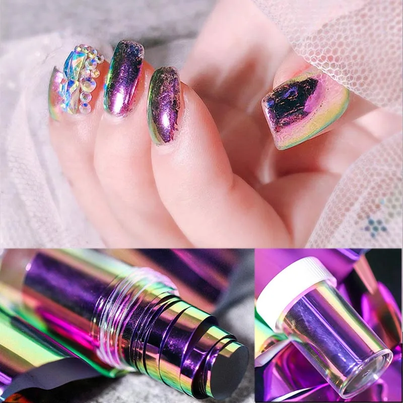 

4*100CM Chameleon Nail Foils Dazzling Holo Holographic Nail Art Laser Transfer Stickers of Nail Art Decorations