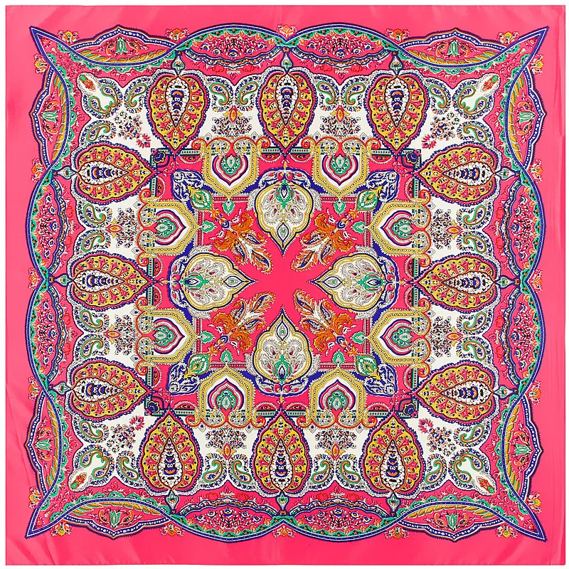 100% Шелковый женский шарф Индеец перья шейный платок с принтом квадратные шарфы