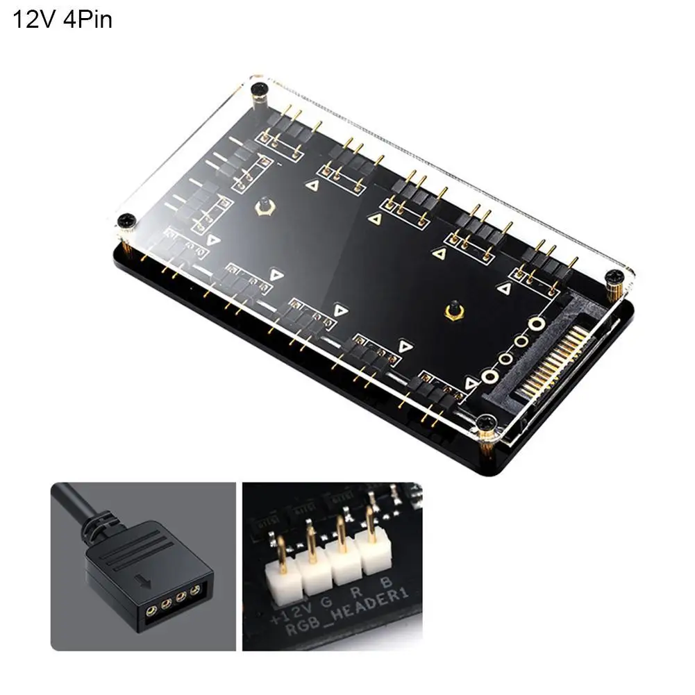 

5V 3Pin/12V 4Pin Magnetic RGB Cooling Fan Splitter Hub with Extension Cable