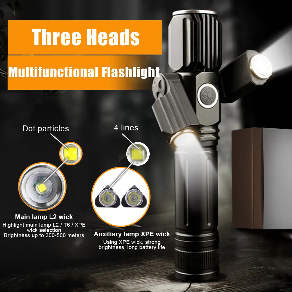 Светодиодный фонарик мощсветильник яркий фонарь T6 масштабируемый для кемпинга с