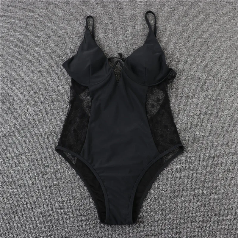 In-X сексуальный прозрачный купальник цельный сетчатый в горошек женское