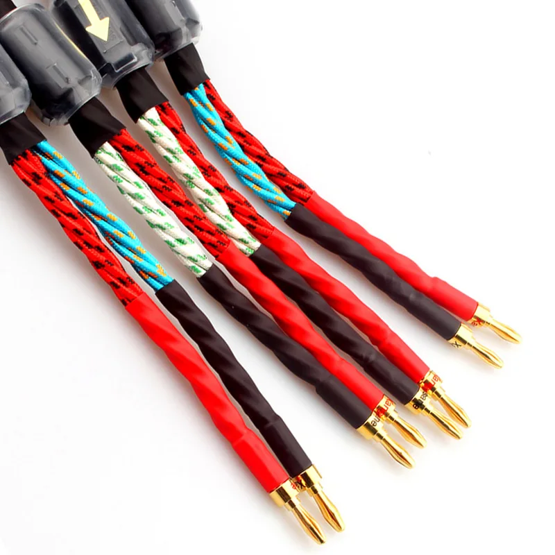 Одна пара бескислородных Медных аудиокабелей для динамиков Hi Fi высококлассный