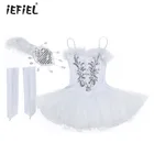 Балетное платье-пачка для девочек с блестками, на тонких бретельках, балетное платье с блестками, гимнастическое трико с перчатками и заколкой для волос