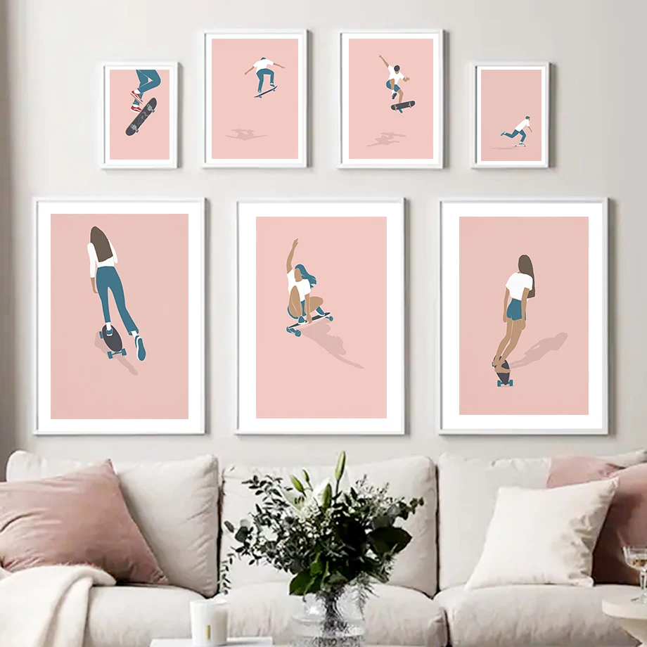

Fashion Skateboard Sport Minimalist Abstract Wall Art Canvas Painting Nordic Posters And Prints Wall Pictures Living Room Decor