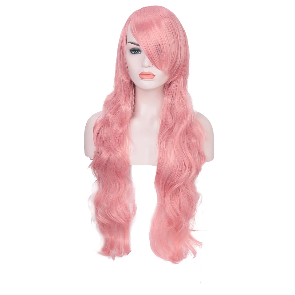 DIFEI волосы длинные волнистые 28 дюймов цвета радуги розовые парики синтетические