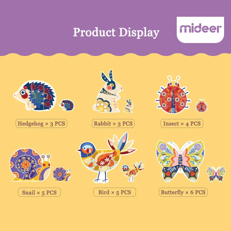 Mideer 32 шт. Пазлы 6-в-1 сад животных для детей от двух до восьми 3D большой пазл более 2Y раннего образования Познавательная головоломка подарки на день рождения