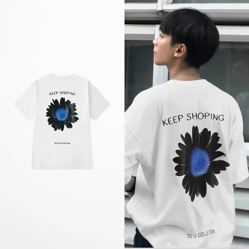 

INS Tide/брендовая мужская футболка с забавным принтом подсолнуха для мужчин и женщин, белая хлопковая футболка с короткими рукавами