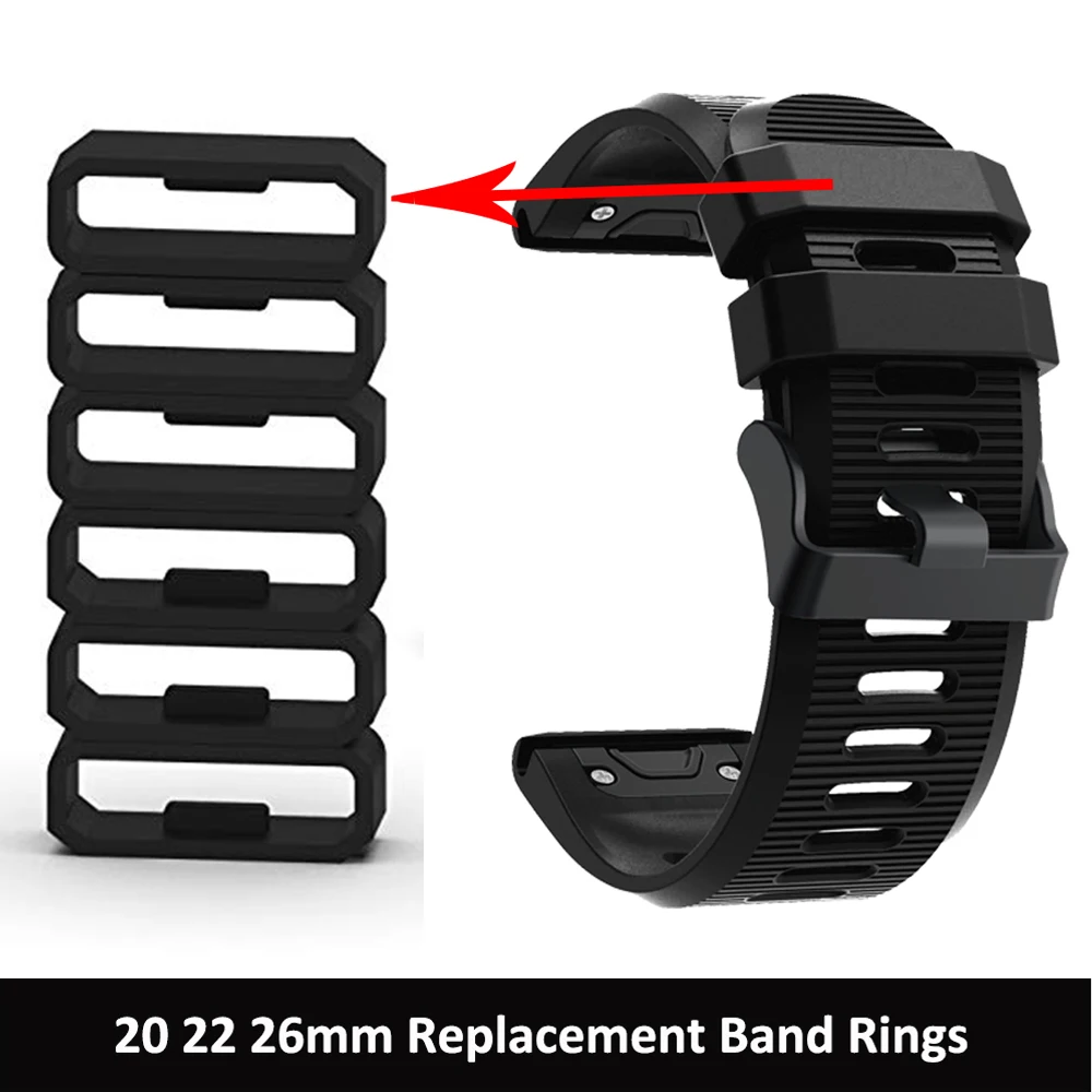 

20mm 22mm 26mm Soft Silicone Rings Fastener Rings Security Loop for Garmin Fenix 5 5X 5S 6 6S 6X Pro Silicone Replacement Band