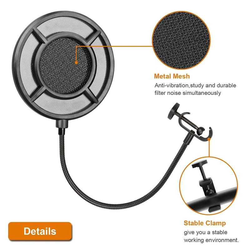 Микрофонный фильтр Studio Mic круглая форма Маска щит wtih сетка металлический мезонин