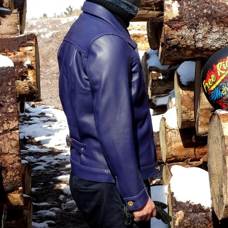 

Quality Mens High Genuine Leather Motorcycle Short Jacket Vintage Slim Fit Horsehide Cargo Coat Single Breasted Bomber Jacket