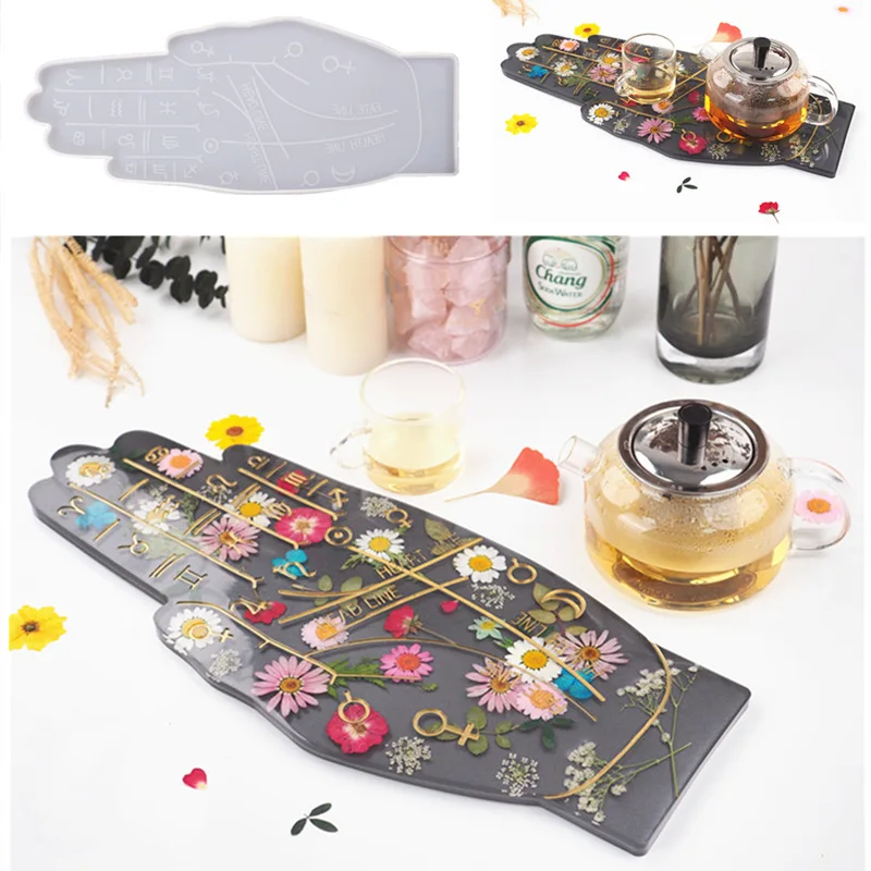 

Palmistry Mold Palmistry Tray Resin Molds Silicone Mold for DIY Epoxy Resin Coaster Palmistry Home Decoration