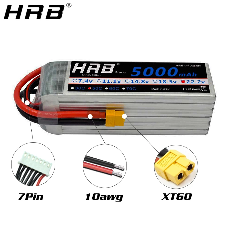 батарея hrb 6s 222 v 5000mah 50c lipo xt90 ec5 xt60 t deans для автом