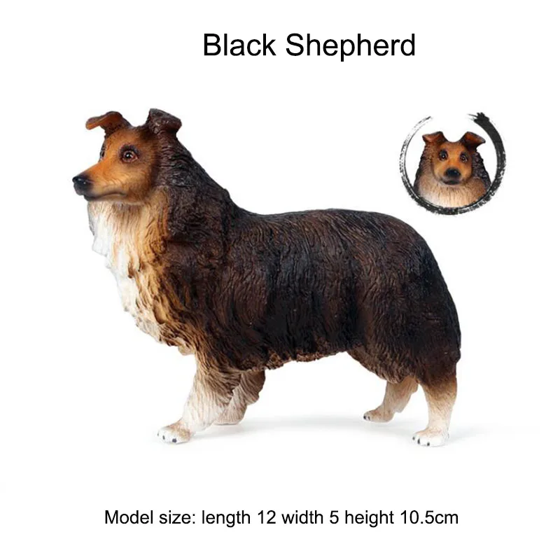 Новинка 12 см статические Твердые дикие животные модель черной овчарки детские