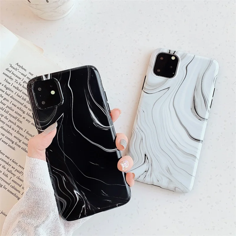 Глянцевый Гладкий мрамор чехол для телефона Iphone 11 11pro 11promax X Xs Xsmax Xr Мягкий