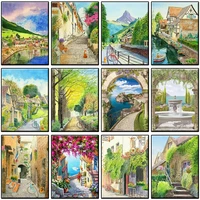 beautiful hometown scenery diy canvas painting by numbers 4050 green garden landscape coloring by number home decor unique gift