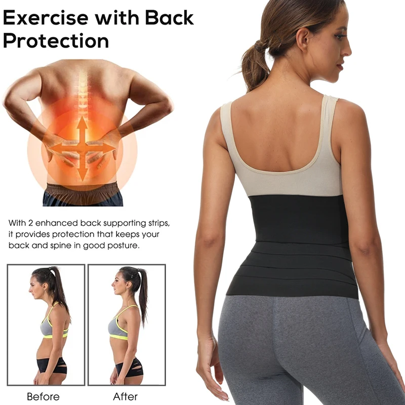 Premium Bandage Waist Trainer Band Tummy Control Adjustable Waist Trimmer Lumbar Support Plus Size Wrap Corset Sauna Belt Strap