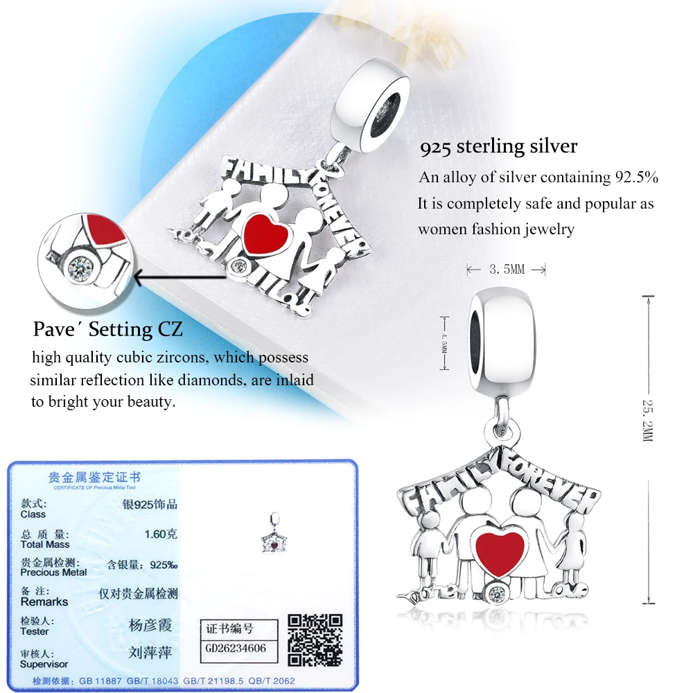Новые подходит к оригиналу Pandora, очаровательный Браслеты 925 пробы серебро Family Forever родителей и ребенка свисающие сережки, ожерелье сделай сам