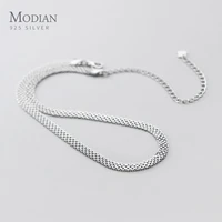 modian fashion 925 sterling silver simple 0 45 cm thickness chain choker necklace for women men adjsutable necklace fine jewelry