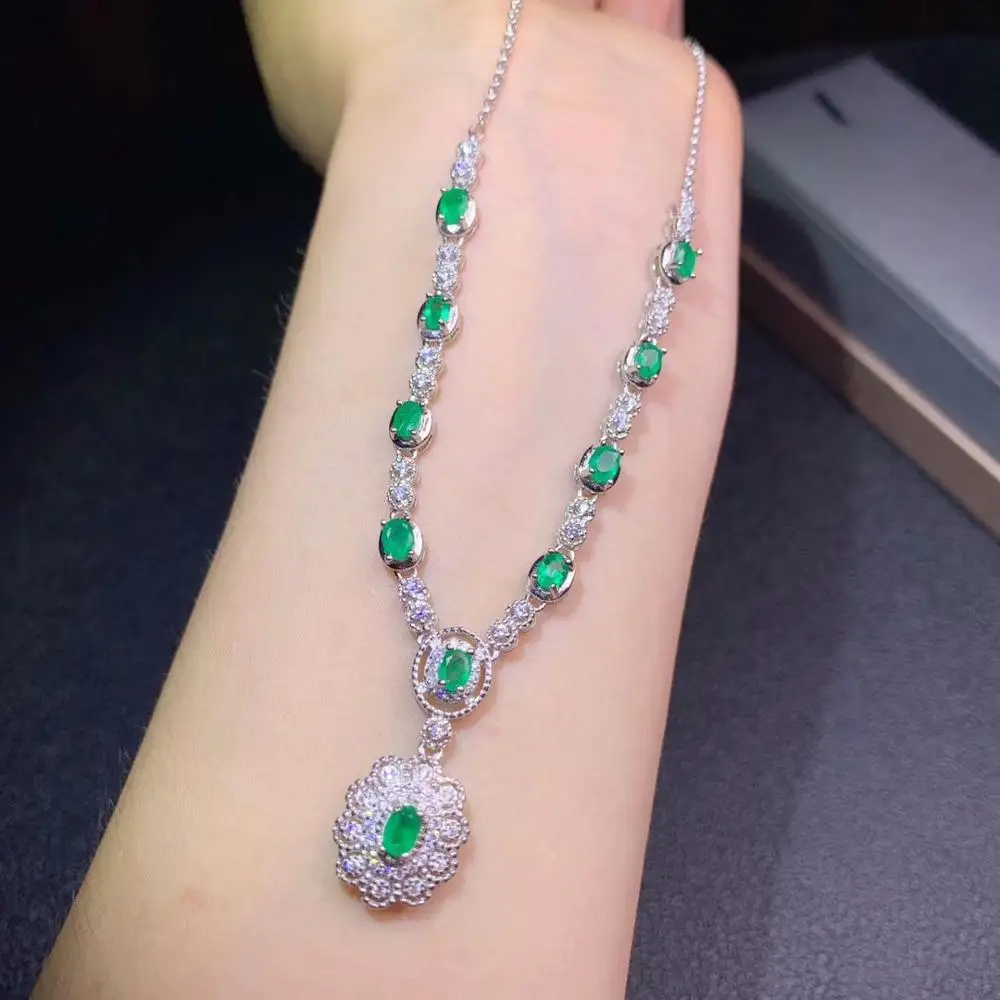 

Натуральная подвеска в честь юбилея с зеленым изумрудом, ожерелье для женщин из стерлингового серебра 925 пробы, хороший цвет, подвеска для д...