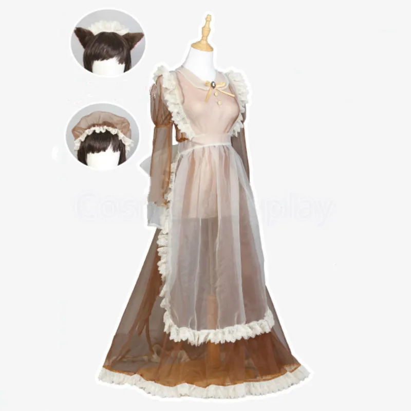 Cos прозрачный кружевной горячее традиционное платье с передником для горничной