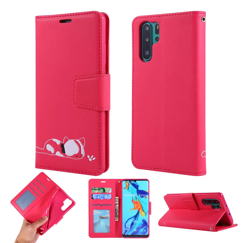 Чехол из искусственной кожи с котом для huawei P30Pro P20 P30lite y7 y6 откидная карта с ремешком для Honor 10lite