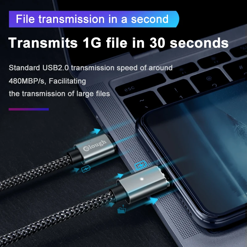 Elough 5А 100 Вт PD Магнитный кабель USB Type C к для Huawei P40 Samsung Note 10 MacBook Pro быстрой зарядки