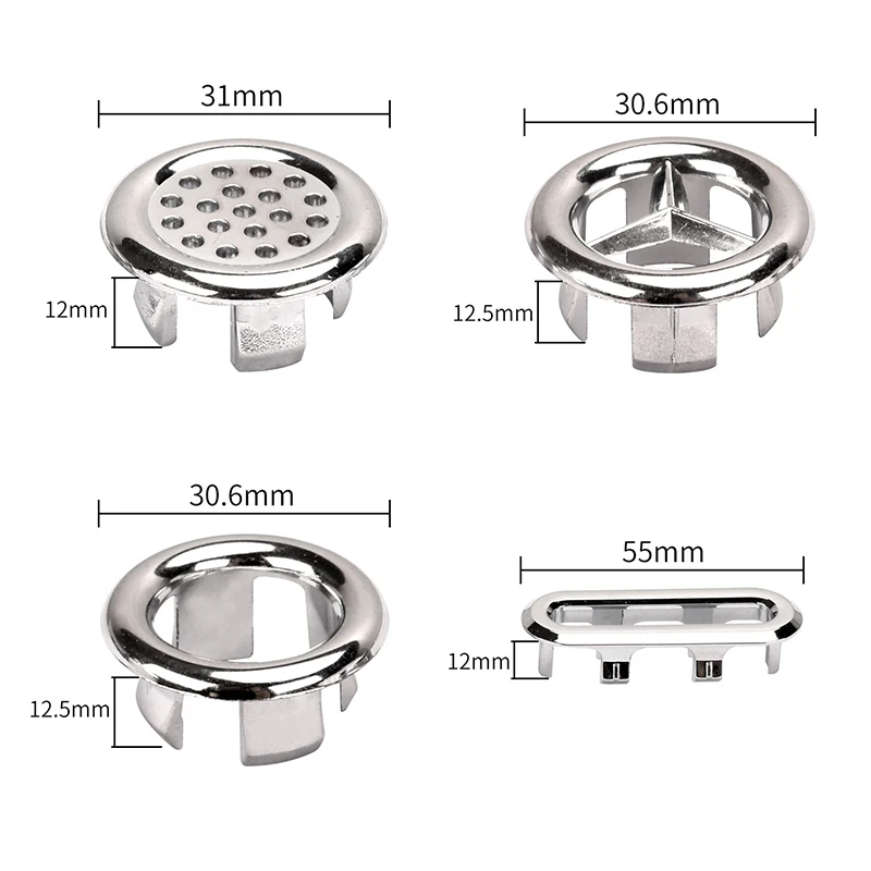 

3 Styles Bath Sink Round Ring Overflow Spare Cover Plastic Silver Plated Tidy Trim Bathroom Ceramic Basin overflow Home tools