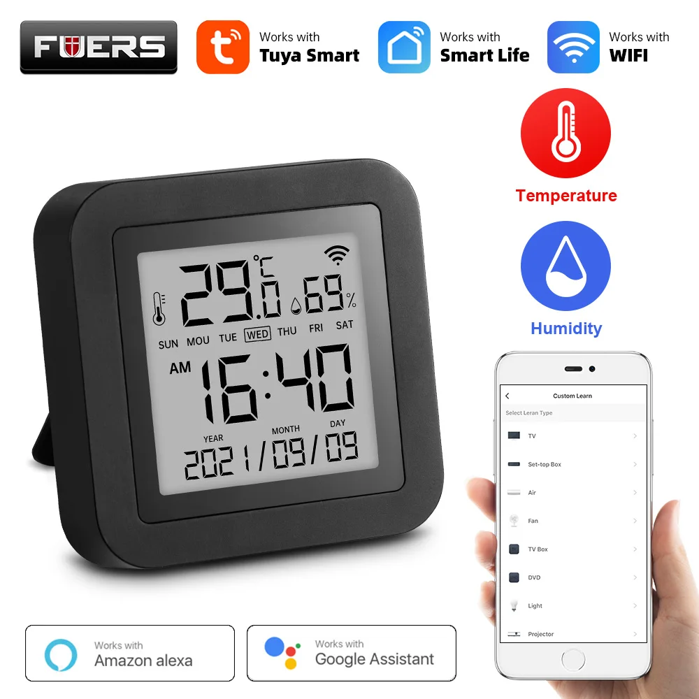 

Fuers Tuya WIFI Smart IR Remote Control With Temperature Humidity Sensor Smart Home for Air Conditioner Smart Life Alexa Google