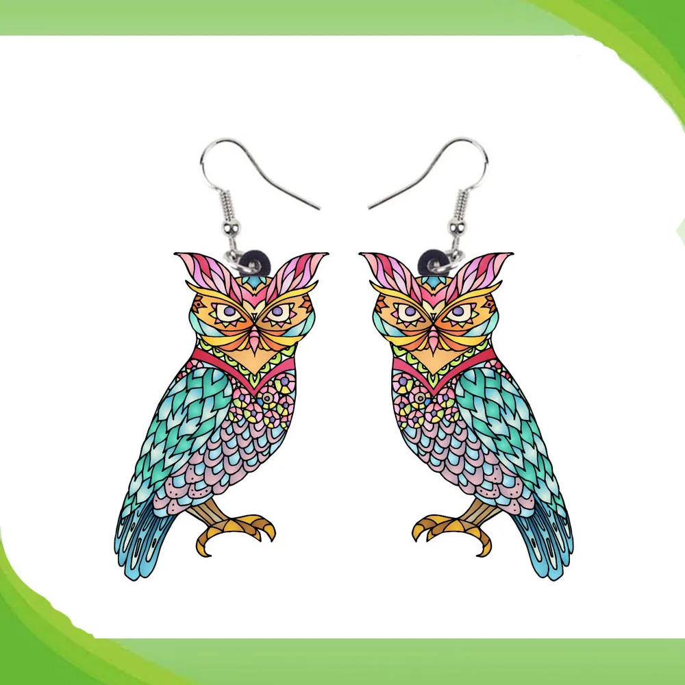 1 пара цветные акриловые серьги с совой из нержавеющей стали ювелирные изделия
