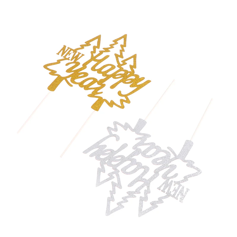 

Cake Topper Gold Sliver Happy New Year For Wedding Kid Birthday Party Cake Decorations 1pcs