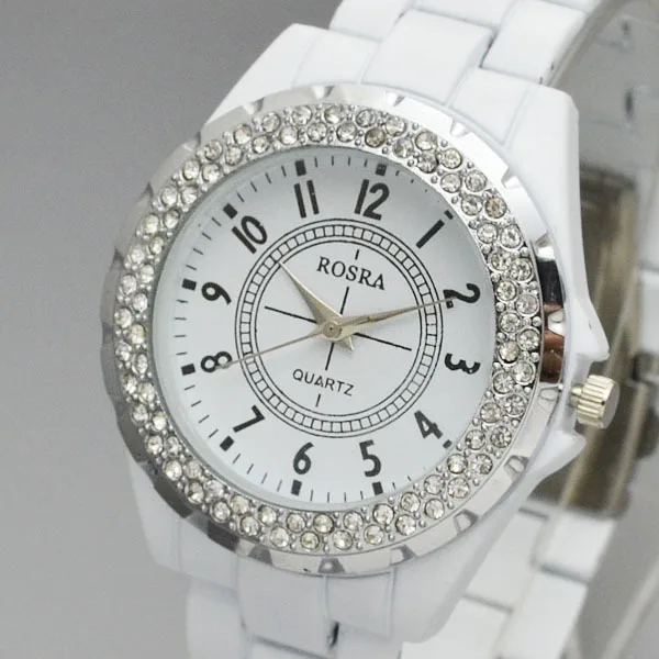 

Rosra Fashion White Watches Women Watches Stainless Steel Quartz Wristwatches Women Casual Watches Montre Femme Relogio Feminino
