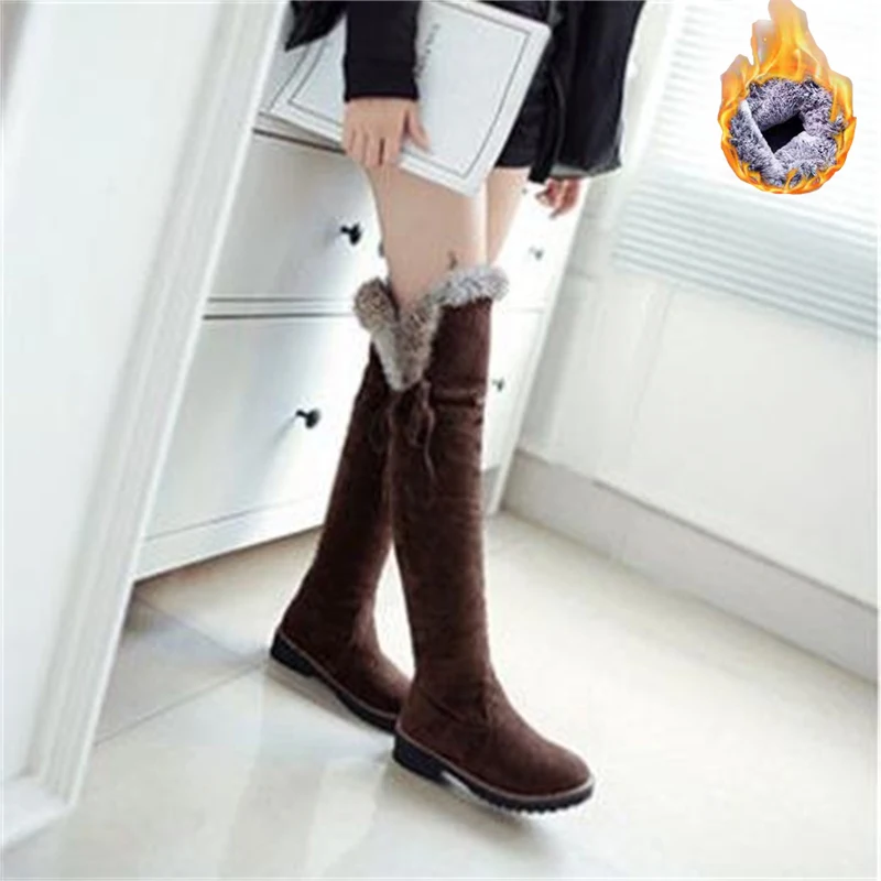 Nvzhen длинные зимние женские сапоги из кроличьего меха и плюша 2021 новые на плоской
