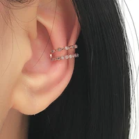 korean version of ins double zircon non hole ear bone clip retro simple personality hollow geometric ear clip ear studs 1pc
