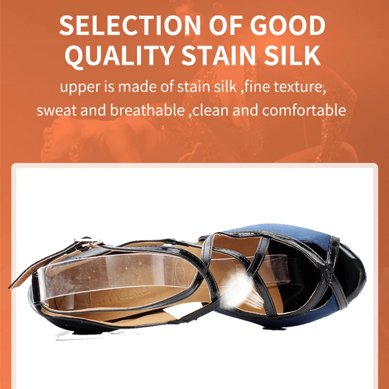 Женские туфли для латиноамериканских танцев на низком каблуке с резиновой