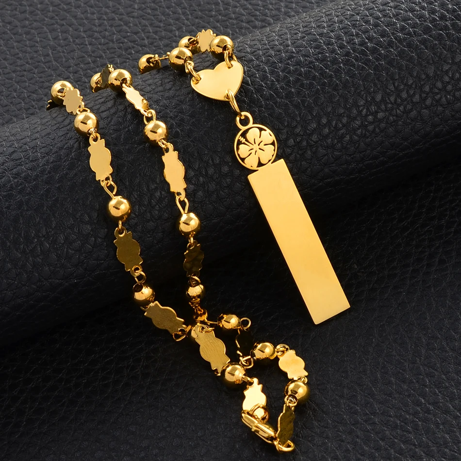 Ожерелья-подвески Anniyo (до 8 букв) с персонализированным именем гавайский цветок