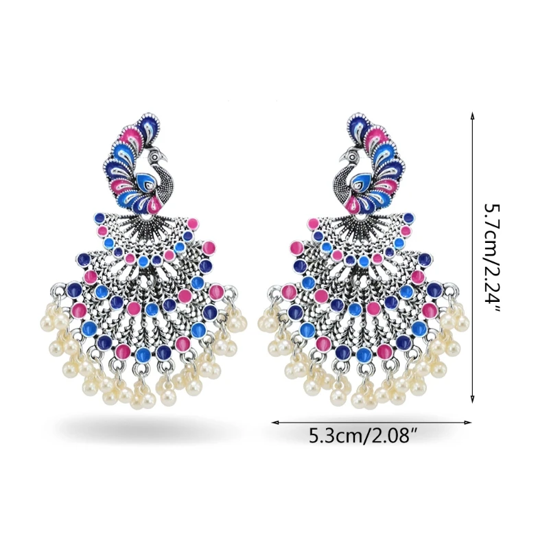 

1 Pair Luxury Enamel Color Peacock Earrings Vintage Ear Dangler Pendant Women Bridal Jewelry Gifts Wedding Party Decoration