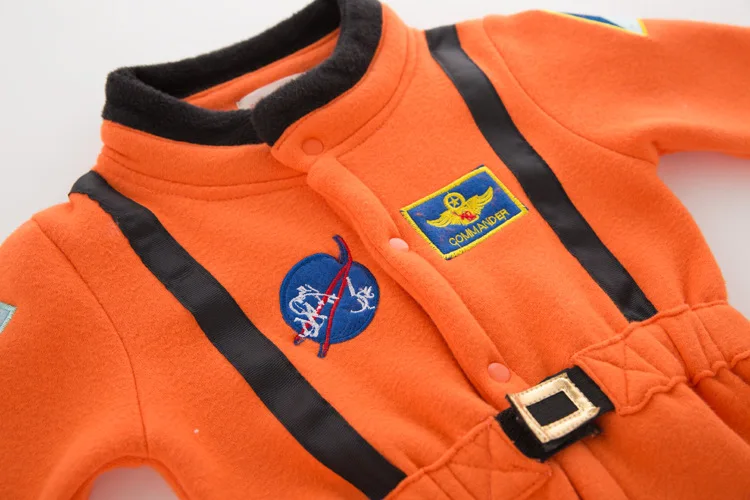 

0-2 year Autumn winter children clothing Baby Rompers Orange long-sleeved space suit jumpsuit warm pajamas baby boy clothes gift