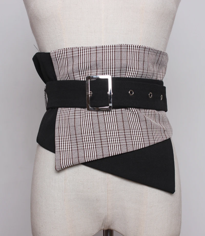 

New Plaid Waist Belt Women's Vest Corset Waistband Skirt With Buckle Fashion Cloth Wide Belts Female Accessories All-match