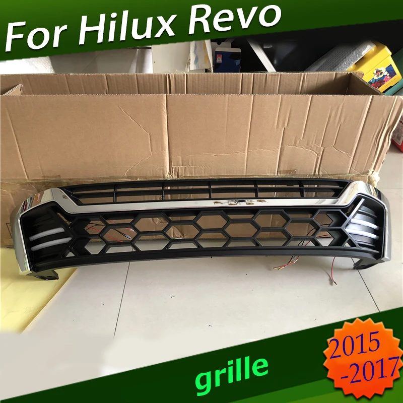 Передняя решетка радиатора с светильник кой решеткой ABS передняя для Hilux Revo 2015 2016