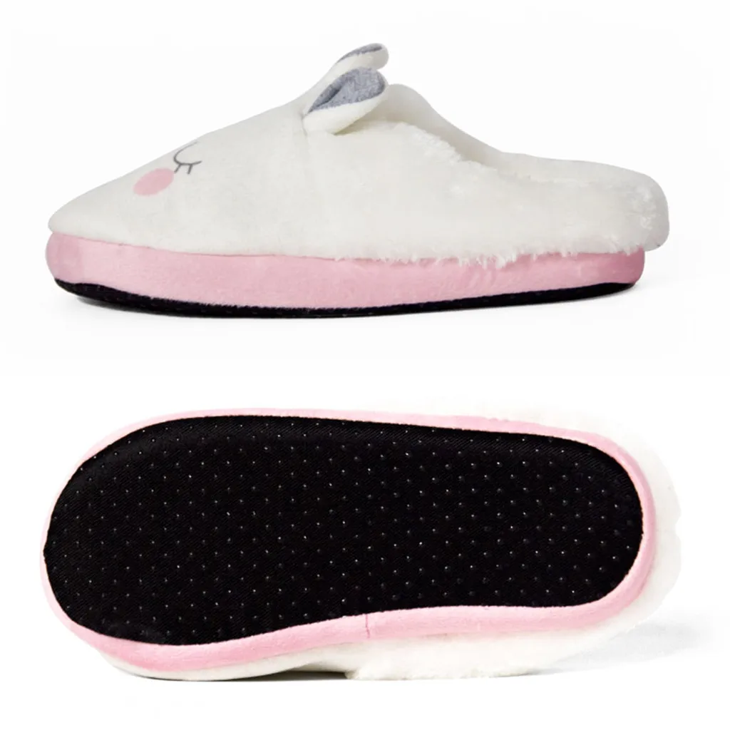 Детская теплая обувь для малышей мягкие тапочки на подошве с рисунком кролика