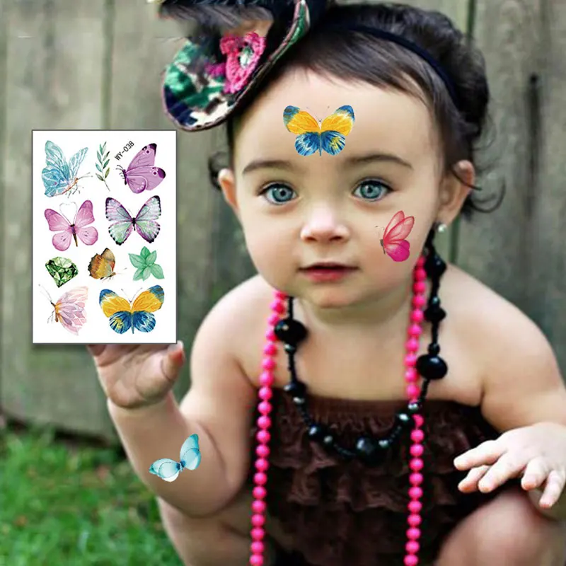 Butterfly Tattoo Cartoon Tattoos Children Party Makeup Temporary Tattoos Body Art Disposable Stickers Butterfly Tattoo Sticker