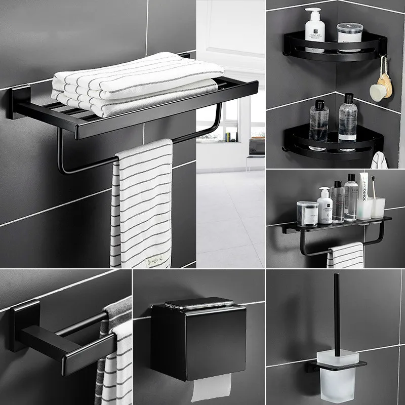 

Toilet Paper Holder Bar Bathroom Shelf Toliet Rack Tissue Box Shelf Paper Towel Bathroom Accessories Space Aluminium Lacquered